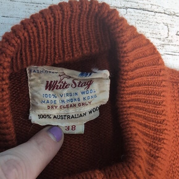 Vintage White Stag Rust Burnt Orange Cardigan With Zippers Size 38 - Picture 2 of 5